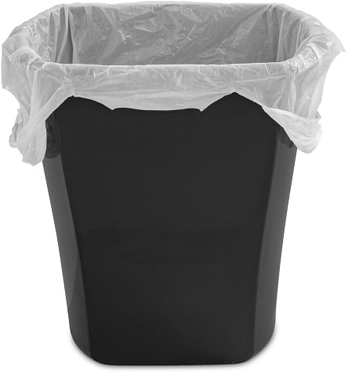 Sterilite 3 Gallon Rectangular Wastebasket, Small Plastic Trash Can for The Bathroom, Bedroom, Dorm Room or Home Office, Black, 6-Pack