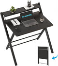 GreenForest No Assembly Folding Desk, 2-Tier Compact Computer Desk with Shelf, 30 inch Space Saving Foldable Table for Home Office, Dorm or Apartment, Portable Collapsible Sturdy Laptop Desk, Black