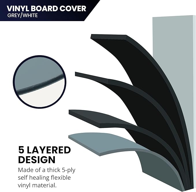 Pacific Arc Vinyl Board Cover. Self Healing and Stain Resistant Gray/White Sheet, 18 inches by 24 inches