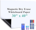 Wide Self-Adhesive Whiteboard Sticker: 40" x 30" Magnet Receptive Dry Erase Wall Decal | No Ghosting Family Planner & Calendar | Peel & Stick Organizer for Home Office