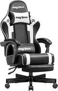 Gaming Chair for Adults Gamer Game - Ergonomic Gaming Chair with Footstool, Headrest, and Lumbar Support Height Adjustable Leather Game Chair’s 200 KG Load Bearing Capacity White