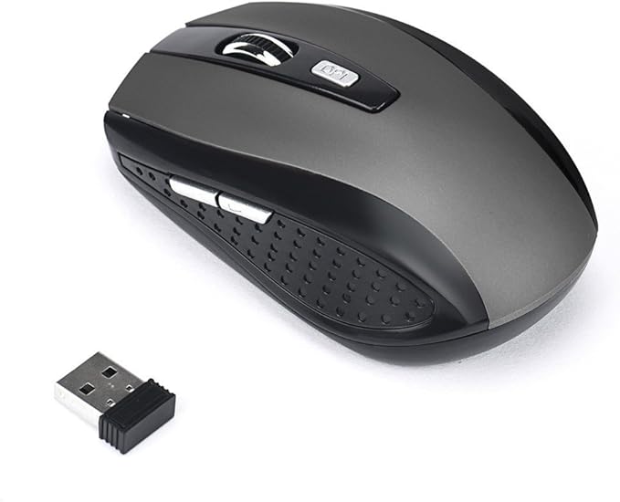 Generic 2.4GHz Wireless Gaming Mouse, Portable Office Optical Mouse, 6 Buttons, Max 10 Meters Operating Distance, Lightweight, Save Power, for Laptop, Computer, PC, Notebook, Desktop, Gray
