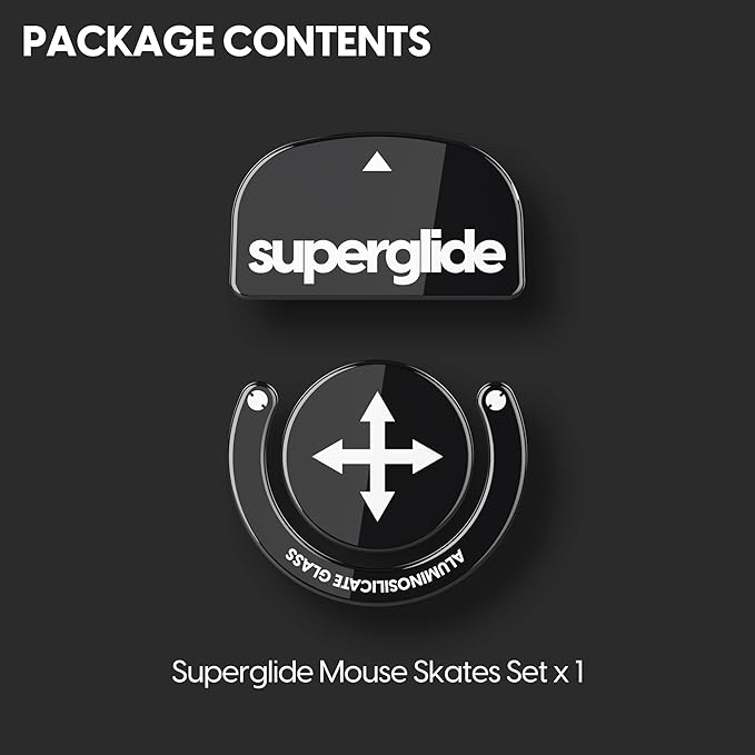 Superglide Glass Mouse Skates for Logitech G Pro X Superlight - Super Smooth Glide, Polished Edge, Durable Sole, Compatible with G Pro Superlight 2, Gaming Mouse Upgrade (Type-S, Black)