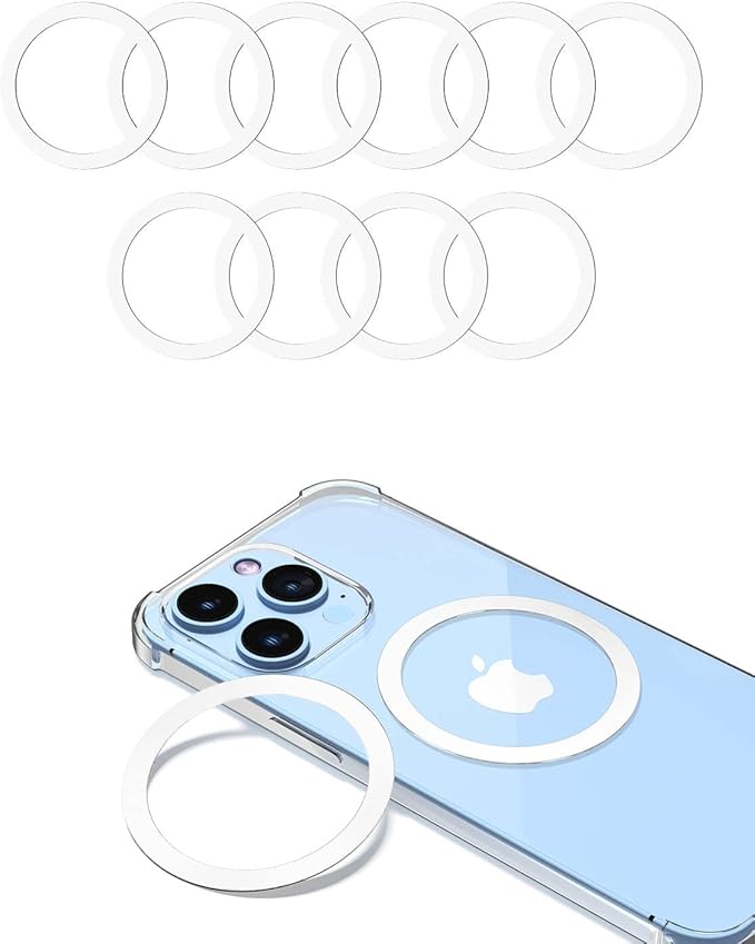 KALAPOP for Magsafe Ring 10PCS-Ultra Thin(0.4mm)-Universal Metal Rings Sticker Compatible with iPhone 17/Air/16/15/14/13/12 Series,Samsung Galaxy,Google Pixel Series - White