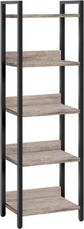 MAHANCRIS 5-Tier Bookshelf, Bookcase, Shelves Organizer for Small Spaces, Storage Shelf Organizer, for Living Room, Bedroom, Study, Balcony, Greige and Black BKHG5501