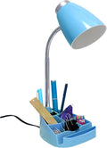 Simple Designs LD1002-BLU Gooseneck Organizer Desk Lamp with iPad Tablet Stand Book Holder, Blue