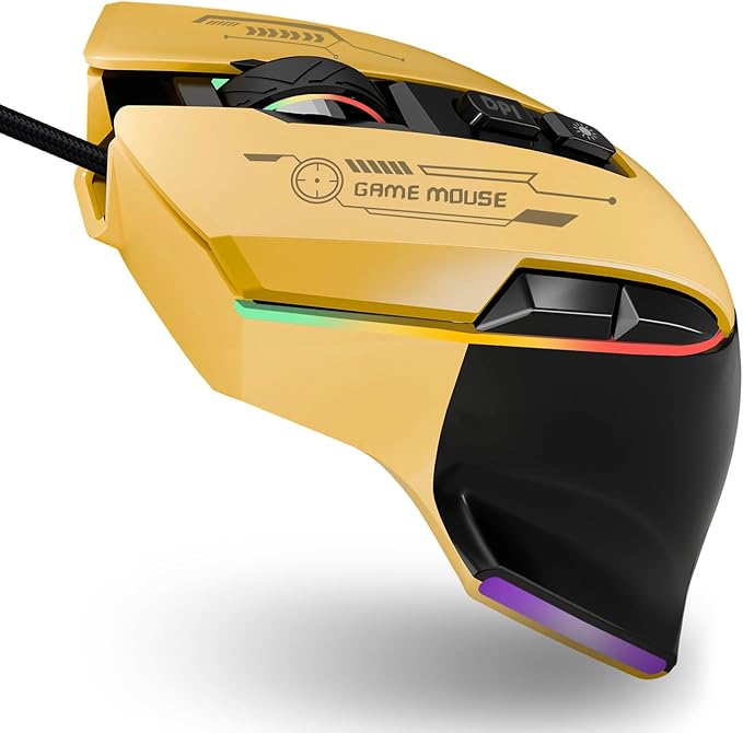 Gaming Mouse, Wired Gaming Mouse with RGB Backlit, 7200DPI Adjustable, PC Gaming Mice with 7 rogrammable Macro Buttonsg, Ergonomic Mouse Gamer for PC, Desktop, Mac，Laptop, Chromebook.