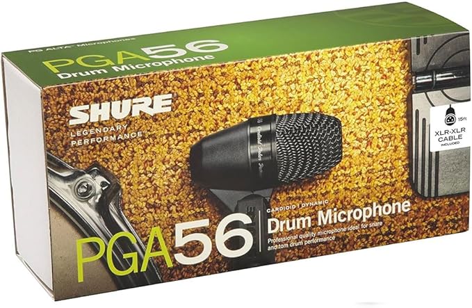 Shure PGA56 Dynamic Microphone - with Cardioid Pick-up Pattern, Swivel-Mount Dynamic Snare/Tom Microphone with AP56DM Drum Mount (PGA56-XLR)
