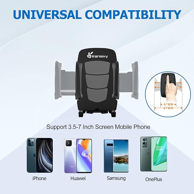 Vansky Car Phone Holder Mount, 3-in-1 Universal Cell Phone Holder Car Air Vent Holder Dashboard Mount Windshield Mount Fit for iPhone 17 16 15 14 13 Pro Max, Samsung S24 S23 LG Sony and More