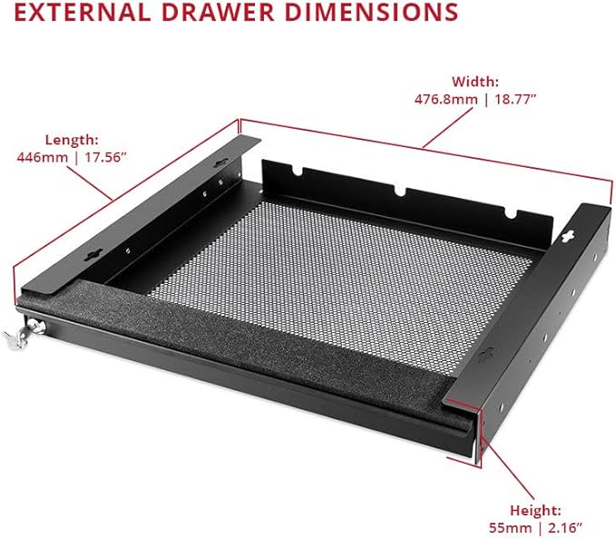 Penn Elcom Under Desk Laptop Drawer, Lockable, for 17” Laptops - Premium Sliding Security Drawers - Model EX-6151B