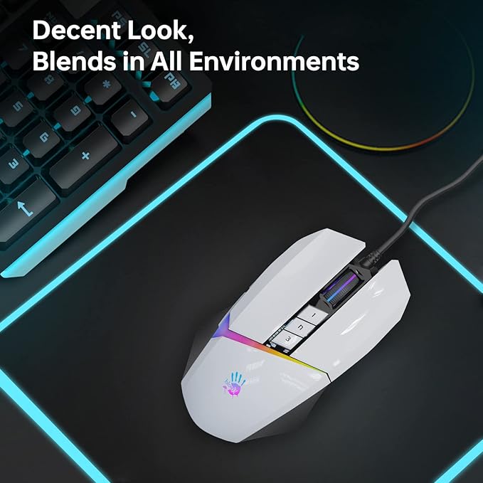 Bloody W60Max Wired RGB FPS Gaming Mouse, 10000 CPI, All Buttons Programmable, 2000Hz Report Rate, 250 IPS, 4M Onboard Memory (Pandawhite)