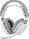 MechLands Aula G7 Wireless Gaming Headset for PS4/PS5/PC/Switch, Over-Ear Headphones with Detachable Noise Canceling Mic, RGB, Surround Sound, 60H Battery, 2.4GHz/BT/Wired (White)