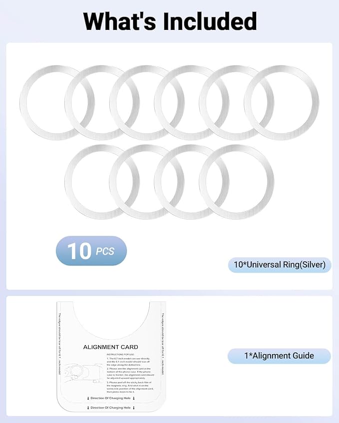 KALAPOP for Magsafe Sticker Magnet - 10 PCS, Ultra-Thin(0.4mm), Compatible with iPhone 17/Air/16/15/14/13/12 Series,mag Safe Charger, for Apple Wallet Magsafe - Silver