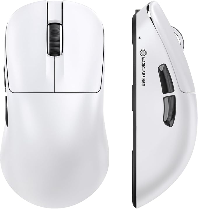ZIYOU LANG×Magic-Refiner AJ199 Lightweight Wireless Gaming Mouse,Tri-Mode(2.4G/Wired/BT),24K DPI,PAW3311 Optical Sensor,1000Hz Polling Rate,600mAh,49g Ergonomic Mice for Mid-Large Hands-White