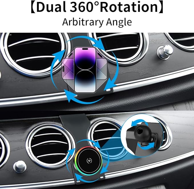 Car Magnetic Phone Mount for Mercedes Benz E-Class 2016-2023 and CLS Class 2018-2023 Auto Interior Accessories Best Cellphone Holder Fast 15W Wireless Charger Cell Phones Charging Screen Stand