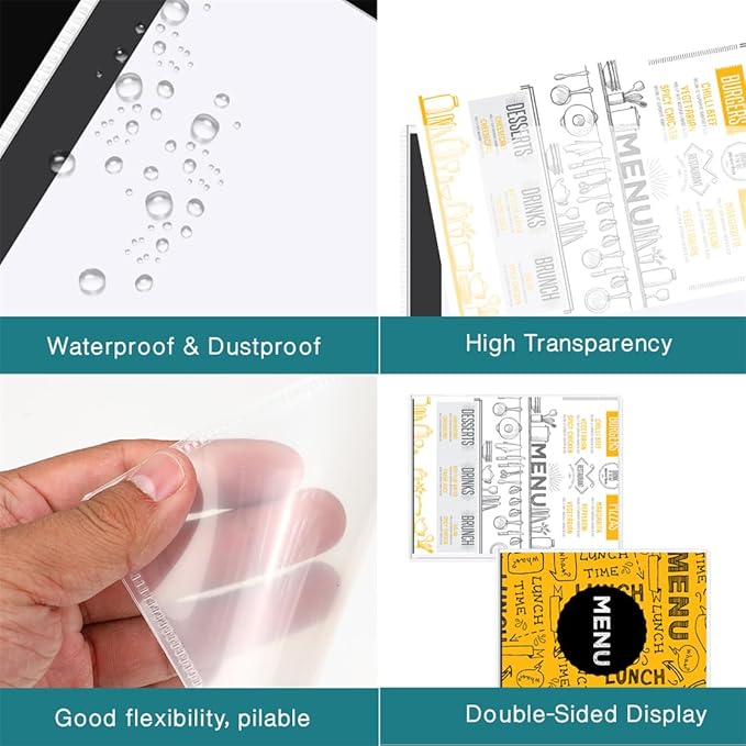 Magnetic Sign Holder 5 Pack Clear Document Frames 11X8.5’’ Magnetic Poster Paper Holder Self-Adhesive Wall Display Frame with Strong Magnet Strip for Store Home Office