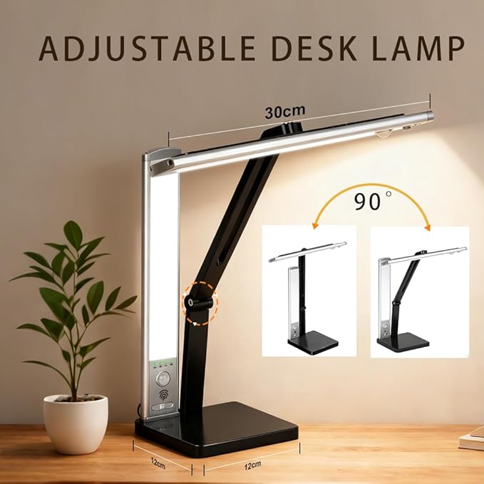 2-in-1 Magnetic LED Desk Lamp, USB-C Rechargeable Task Light with Detachable Dual Light Bars, Motion Sensor Light, Stepless Dimming, Foldable Table Lamp for 【Office and Reading】