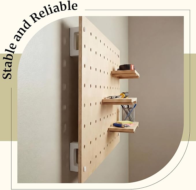 4 Pcs Pegboard Mounting Kit, No Drill Self Adhesive Pegboards Wall Mount, Pegboard Wall Mounting Hardware for Home Office Apartment Craft