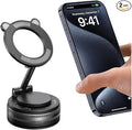 Vacuum Magnetic Suction Car Phone Holder, 360° Adjustable Foldable Strong Grip Cellphone Mount for Smooth Surface, Hands-Free Mobile Phone Stand, Universal for Most Smartphones (Black)