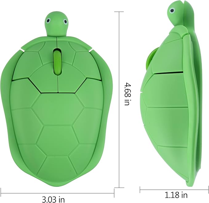 elec Space Wireless Turtle-Shaped Mouse, 2.4G Optical Computer Mouse, 3 Buttons, 12 x 7.7 cm (Mint Green)