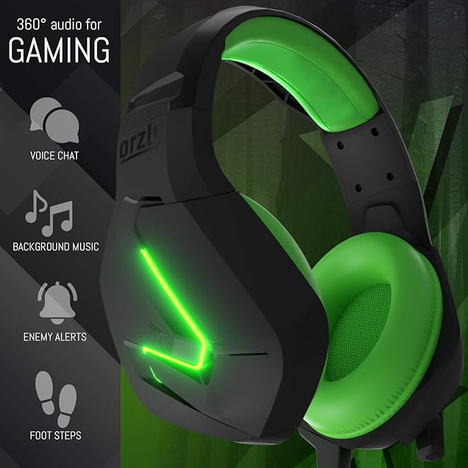 Orzly Gaming Headset (Green) for PC and Gaming Consoles PS5, PS4, Xbox Series X | S, Xbox ONE, Nintendo Switch & Google Stadia Stereo Sound with Noise Cancelling mic - Hornet RXH-20 Sagano Edition