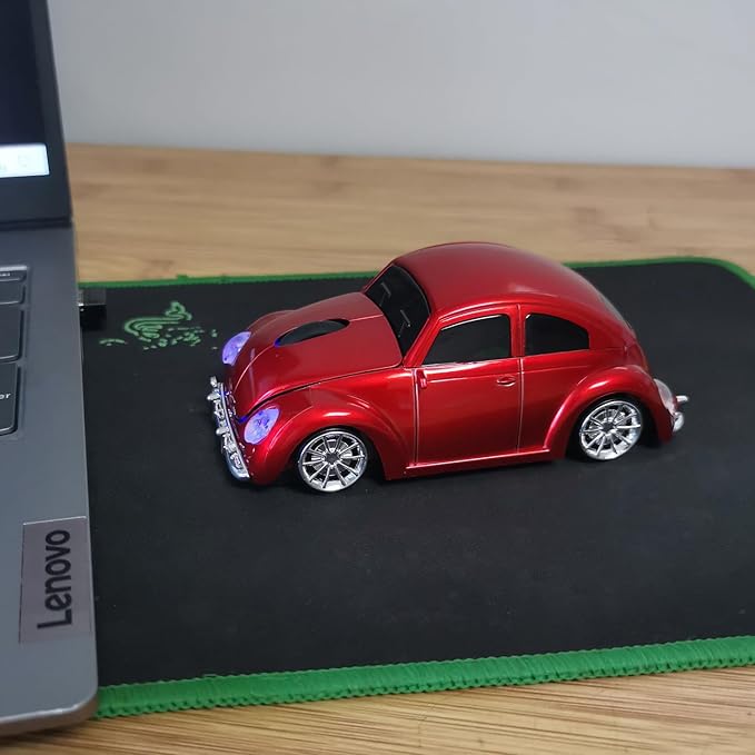 Car Mouse for Computer, Cool and Cute Car-Shaped Mouse, Wireless 2.4Ghz Optical Mice for Laptop PC Mac (Red)
