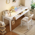 Computer Desk, Home Office Modern Desk and Chair Set, Wood Writing Desk, Executive Desk, Wooden Writing Desk Study Table, Home Office Study Desk(White,120CM-47.2IN)