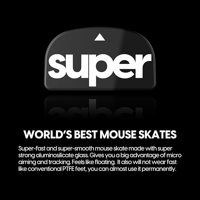 Superglide Glass Mouse Skates for Logitech G Pro X Superlight1 - Polished Round Edge, Ultra Smooth, Durable Gaming Mouse Feet (Type-C, Black)
