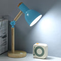 Desk Lamp,Wooden Adjustable Tri-Color Table & Bedside Lamp for Office, Living Room, Bedroom & Kids Room (Blue)