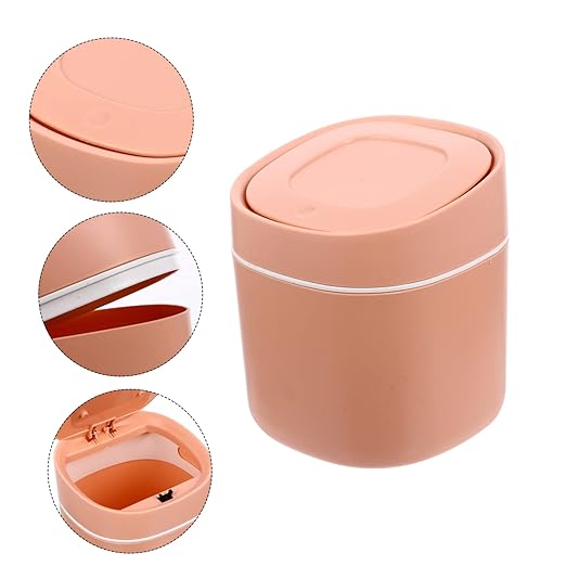 SOLUSTRE 1pc Plastic Desktop Trash Can Small Desk Bin Slim Garbage Holder Mini Lid