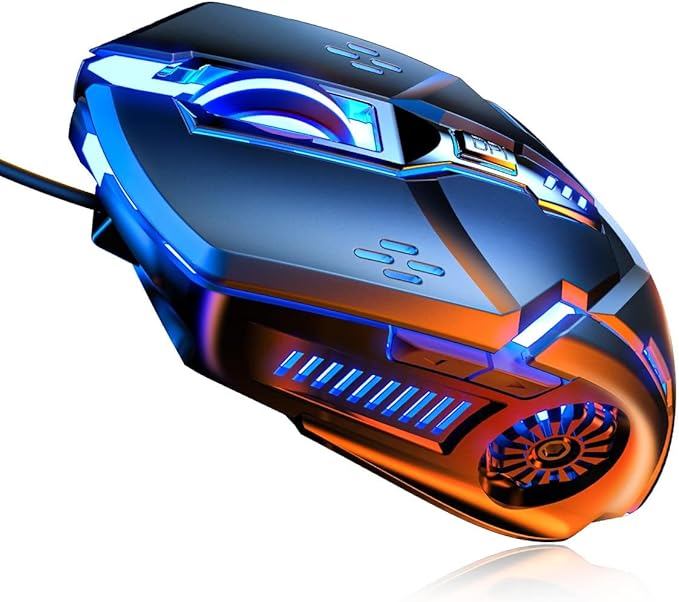 CHONCHOW Gaming Mouse - Wired, 6 Buttons, 4 Adjustable DPI Up to 3200 DPI, 7 Color LED Light, Used for Games and Office, Compatible with Computer/Laptop/Tablets (Black)