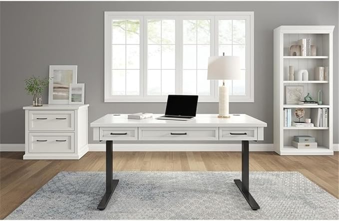Pemberly Row Set of 3 Fully Assembled Office Desk & Filing Cabinet & Bookcase