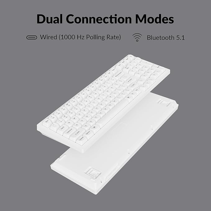 Keychron K4 Pro QMK/VIA Bluetooth Wireless Mechanical Keyboard, 96% Layout Custom Programmable Gaming Keyboard with White Backlit, Hot-Swappable K Pro Silent Red Switch for Mac Windows Linux - White