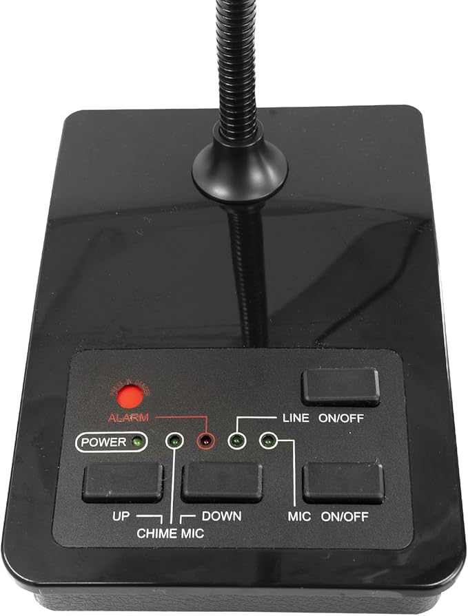 YO-TRONICS YTM-PA500 Desktop Push to Talk Gooseneck Wired Microphone, Dynamic Mic with Built-in Alarm Bell, XLR 6.3mm Output, Commercial Paging for Studio Recording Streaming Audio Conference Podium