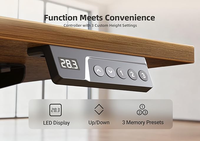YDN Electric Standing Desk, 55 x 24 Inches Adjustable Height Stand up Desk with Cable Management, Home Office Desks with Splice Board & Frame, Rustic Brown Top