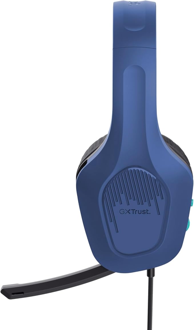 Trust Gaming GXT 415B Zirox Lightweight Gaming Headset with 50mm Driver for PC, Xbox, PS4, PS5, Switch, Mobile, 2m Cable, 3.5mm Audio Port, Over-Ear Headphones with Cable - Blue
