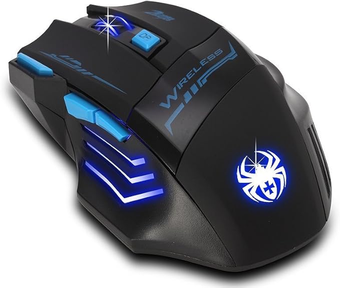 zelotes F14 Professional Blue LED 2400 DPI USB 2.4G Optical Wireless Gaming Mouse Mice for Laptop,Desktop,PC,MacBook (Black)