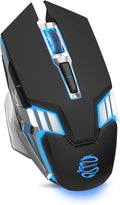Bluetooth Mouse Wireless, Rechargeable,7 Buttons, Silent Click, Ergonomic, 7-Color Backlit, Multi-Device(2.4G/BT5.0/BT3.0), LED Light up Mice for Laptop, Computer, Mac, PC, Chromebook - Black