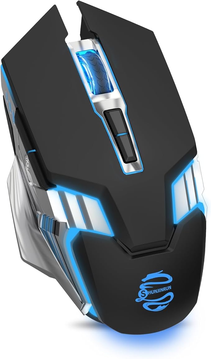 Bluetooth Mouse Wireless, Rechargeable,7 Buttons, Silent Click, Ergonomic, 7-Color Backlit, Multi-Device(2.4G/BT5.0/BT3.0), LED Light up Mice for Laptop, Computer, Mac, PC, Chromebook - Black