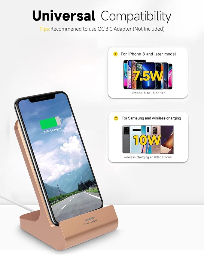 Z1 Wireless Charger Wireless Phone Charger Stand 10W Max Compatible with Apple iPhone 12/12 Pro Max/ 11Pro/11Pro Max/XR/XS Max/XS/X/8/8Plus, Samsung Galaxy