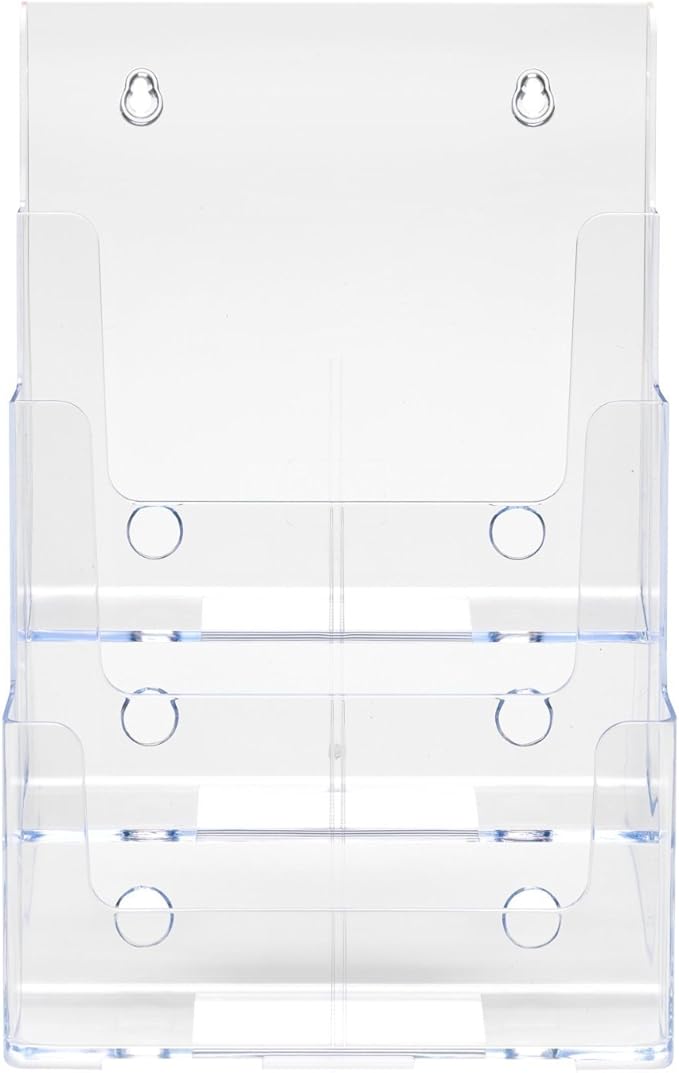 AZM 3 Tier Multi-Compartment Clear Plastic Large Size Document Holder for 8.5"x11" or 4"W