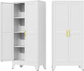 61" Metal Storage Cabinet with Adjustable Leveling Foot,Garage Storage Cabinets with 2 Doors and 3 Adjustable Shelves, Black Steel Cabinet for Office,Home,Garage