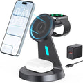 3 in 1 Wireless Charging Station for Apple Magsafe Charger Stand,Fast Magnetic Wireless Charger Station for iPhone 17 Air 16 15 14 13 12 Series,Airpods,Apple Watch
