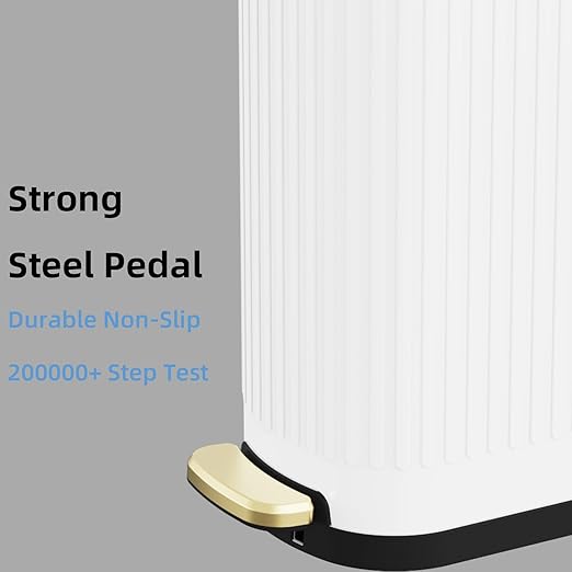 KSSKSS Slim Stainless Steel Desk Wastebasket – White (2.6 Gal)