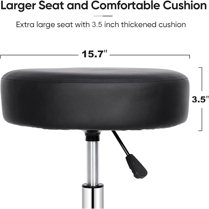 ZENY Adjustable Round Rolling Stool with Wheels, Drafting Stool Chair for Salon Spa Tattoo Home Office Medical Massage Work