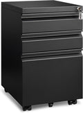 Approgreent 3 Drawer File Cabinet for Home Office, Under Desk Mobile Filing Cabinet with Lock for A4-Size/Letter-Size/Legal-Size, Black (HSEJ-3D)