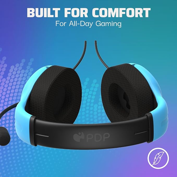 PDP AIRLITE Wired Stereo Gaming Headset, Officially Licensed by Sony PlayStation 5, PS5/PS4/PS3/PC, Lightweight Durable Headphones, 3.5mm Audio Jack, Noise-canceling Flip-to-Mute Mic, Neptune Blue