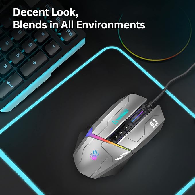 Bloody W60Max Wired RGB FPS Gaming Mouse, 10000 CPI, All Buttons Programmable, 2000Hz Report Rate, 250 IPS, 4M Onboard Memory (Gungrey)