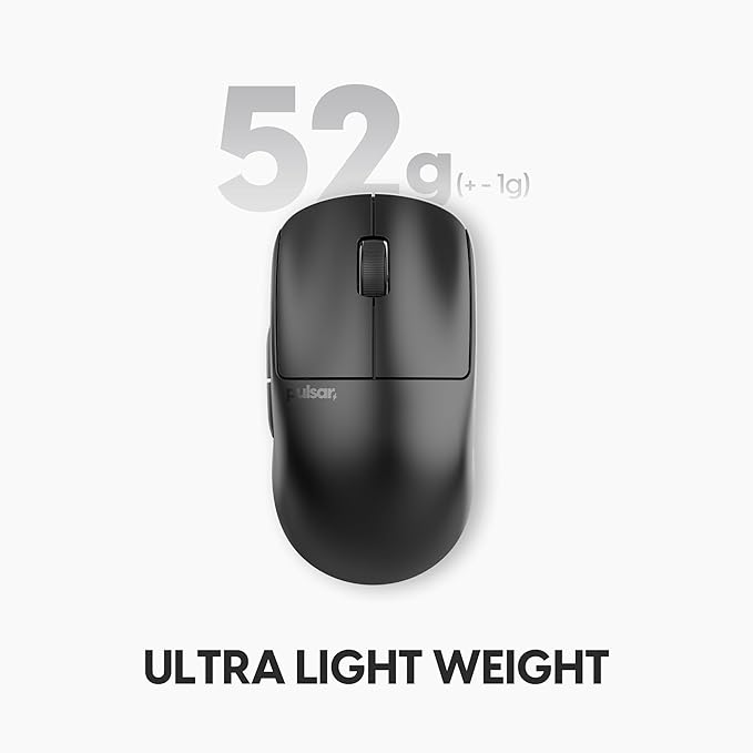 Pulsar Gaming Gears X2 v3 Wireless Gaming Mouse, Ultra Lightweight, Optical Switch, 32000 DPI, 750 IPS, XS-1 Sensor, 8k Compatible (Medium, Black) (Renewed)