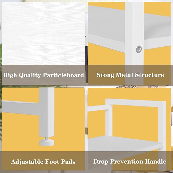38.6" Book Shelf with 3 Tier Open Shelves Bookshelf and Desk Shelf to Combined for Computer Desks, Desk Hutch for Top of Desk, Bookcase for Dorm or Office, Adjustable Desktop Shelfs, White
